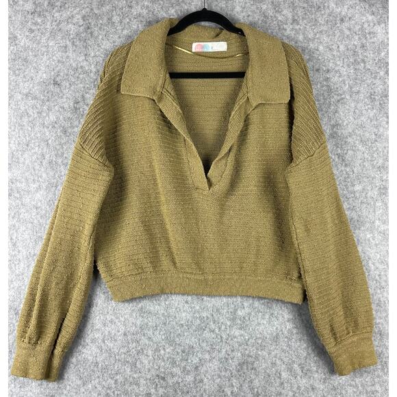 Free People Beach Carter Sweater Set Womens Medium Green Pullover Shorts Lounge - Picture 3 of 16